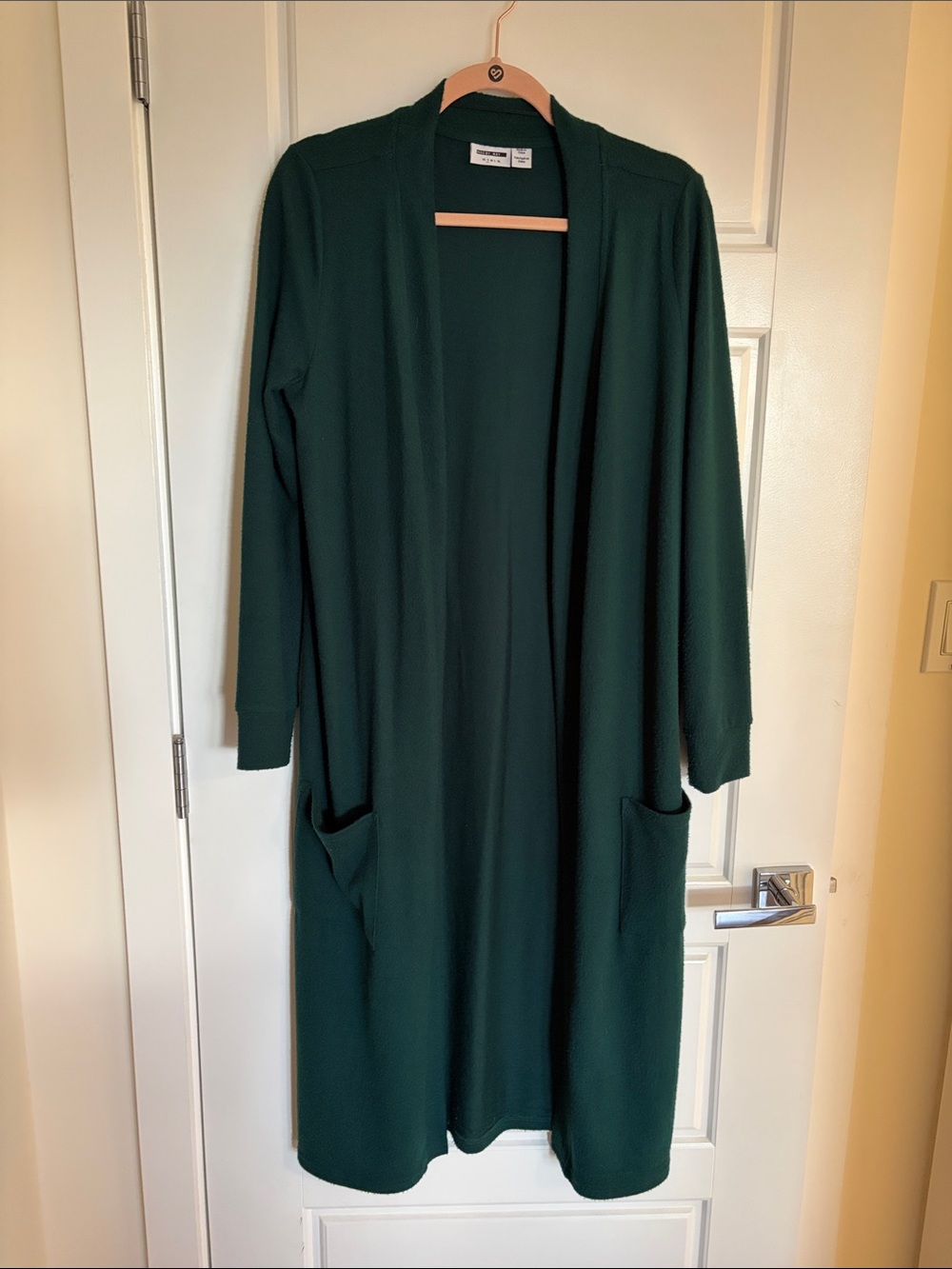 Noisy May Dark Green Open-Front Longline Cardigan